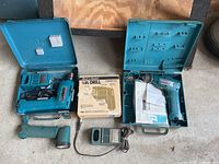 Full lot overview with all tools and cases visible on floor