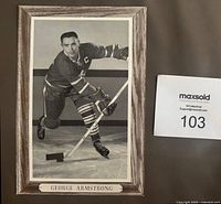 Front of Beehive Group 3 George Armstrong hockey photo showing image, border and condition