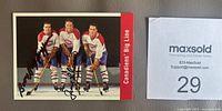 Front of autographed Canadiens' Big Line card with signatures