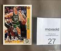 Front of card showing autograph and image of Larry Bird