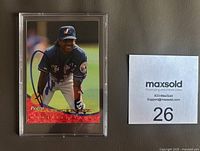 Front of autographed Pedro Martinez 1994 Leaf trading card in case