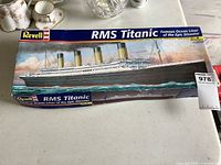 Original box of Revell RMS Titanic model showing front and top sides with detailed illustration and branding.
