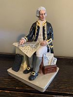 Full frontal view of Captain Cook Royal Doulton figurine on wooden surface.