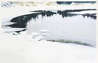 Close-up of the artwork showing frozen water and snowy landscape.
