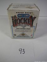 Photo showing the front of the factory sealed box of 1991-92 Upper Deck NHL Hockey cards High Number Series with logos and product details.