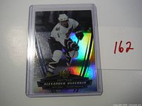Photo of the 2006 Upper Deck McDonald's Alex Ovechkin rookie card, holographic finish, in protective case.