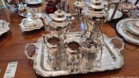 Full view of tea set on rectangular tray showing all pieces
