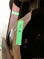 Close-up showing the 13 x 16 inch size label taped to the rim of the planter.