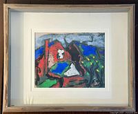 Framed original gouache painting showing full artwork and frame