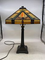Front view of the lamp showing full height and shade pattern.