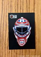 Front of the 1991 Pro Set hockey card showing a Montreal Canadiens goalie mask.