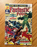 Front cover of the Fantastic Four King Size Special #5 comic book, showing the Fantastic Four team and a large armored figure, with promotional text for a Silver Surfer feature.