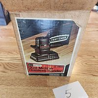 Original box of Sears Craftsman Dual Action Dustless Sander model 1165, showing product image and labeling.