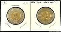 Obverse sides showing Queen Elizabeth II effigy and years 1996 and 1996-2006 markings along with PL66 condition