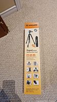 Full view of Vanguard Espod 203AP tripod box showing product image and features