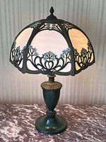 Front view of lamp showing shade and base