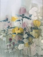 Unframed view of the abstract floral watercolor on paper, showing full composition.
