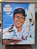 Full view of framed baseball player Hall of Fame art print showing the artwork and frame condition.