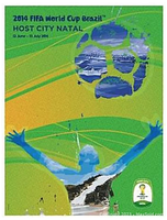 Front view of the 2014 FIFA World Cup Brazil host city Natal poster showing the colorful design and event details.