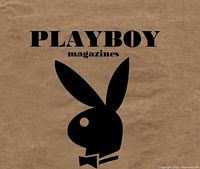 Photo of the back of the magazine showing Playboy branding with the iconic bunny logo.