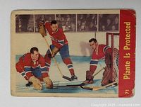 Front of 1955-56 Parkhurst card showing action shot and red border