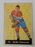 Front of Parkhurst Andre Pronovost card showing image, card number 51