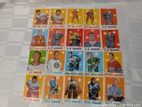 Full layout of 20 vintage OPC hockey cards