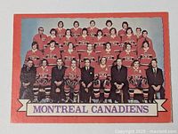 Front view of 1973-74 O-Pee-Chee Montreal Canadiens team card