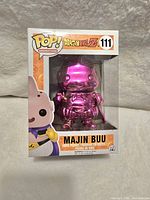 Front view of the Dragonball Z Majin Buu Funko Pop figure in its original box showing branding and figure details.