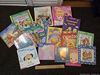Overview photo of all children's books, showing variety of titles and colorful covers.