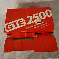 Original red GTE 2500 box with white text. Box is open and shows signs of wear.