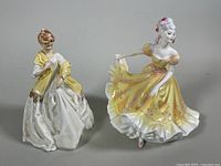 Both Royal Worcester figurines featured side by side; Ninette and First Dance