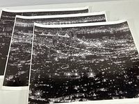 Three identical 20 x 16 black and white photo prints stacked together showing San Francisco night scene with Bay Bridge.