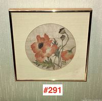 Framed and matted ink and watercolour 'Poppies' painting by a Kingston artist.
