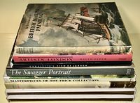 Stack of seven assorted art books showing titles and condition of dust jackets.