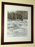 Front view of framed painting hanging on wall