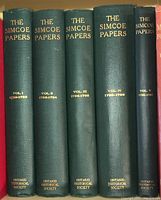 Five volumes of The Simcoe Papers lined up side by side showing the front spines.