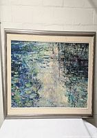 Overall front view of framed painting showing full composition and frame