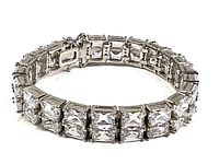 Clear, detailed image of sterling silver bracelet showcasing square-cut crystals and overall condition.
