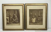Both antique framed portrait photos showing distinguished families posed in ornate Victorian-era rooms