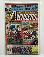 Front cover of Marvel King-Size Annual The Avengers #10 comic showing detailed artwork and story highlights