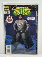 Front cover view of Marvel Meteor Man #1 comic book inside protective bag and board.
