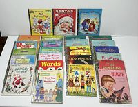 Full view of all 25 Little Golden Books from front covers showing titles and condition