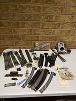 overview of all track pieces, switch machines, control box, manuals