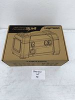 Brown cardboard box with Lokithor Jump Starter & Car Washer 5-in-1 printed