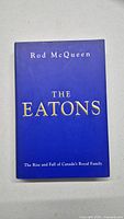 Front cover of 'The Eatons' book with blue dust jacket and gold embossed title text.