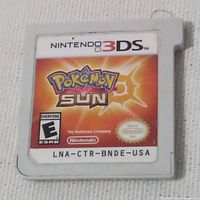 Front view of Nintendo 3DS Pokemon Sun game cartridge showing label and branding