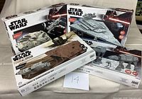 Five Star Wars themed 3D puzzle/model boxes arranged showing the titles and images of the models included in the lot.