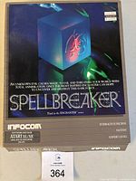 Front of Spellbreaker box showing title, Infocom logo, Atari XL/XE compatibility and expert level designation