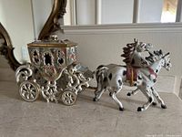 Overall view of the Capodimonte porcelain carriage and two horses